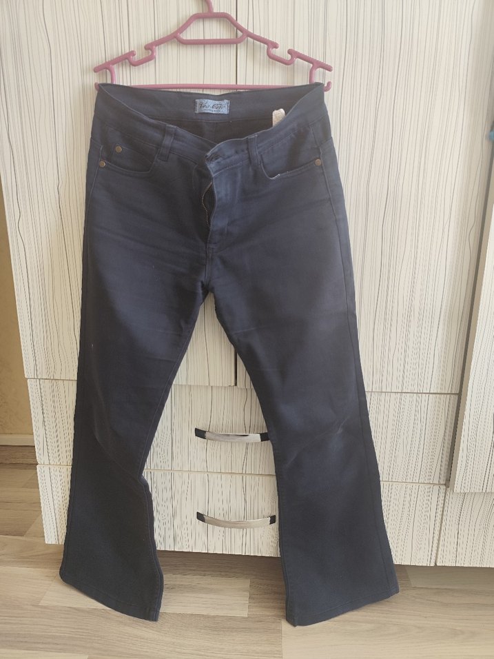 Parlak Lacivert Normal Boy Kadın Kot Patolon - Görsel 4