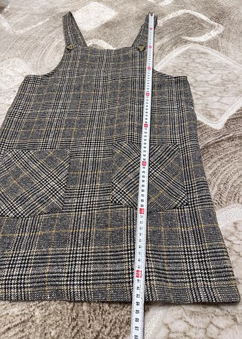 Ekose Desenli Gri Kız Örme Salopet - Görsel 2