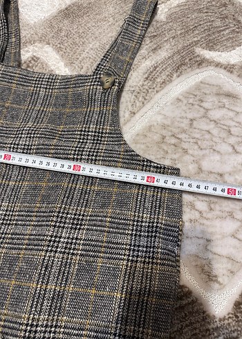 Ekose Desenli Gri Kız Örme Salopet - Görsel 4