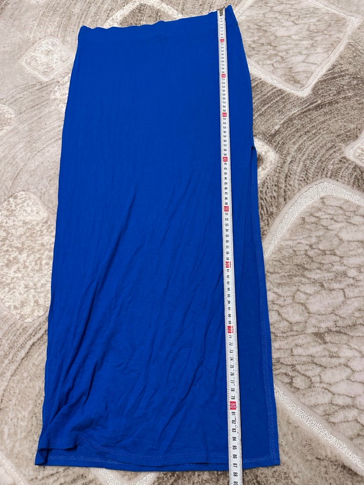 Kadın Mavi Uzun Drapeli Etek - Görsel 2