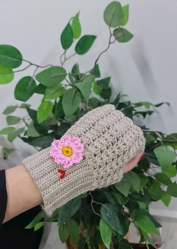 Bej Örgü Bohem Kadın Eldiveni - Görsel 3