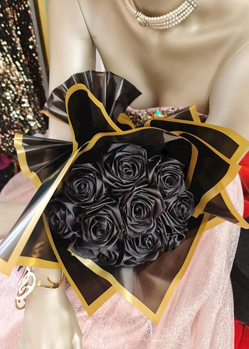 Siyah Çiçekli Kurdele Broş - Görsel 6