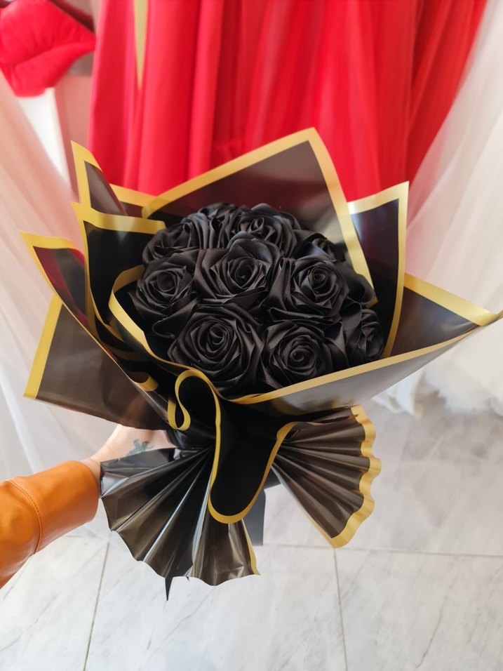 Siyah Çiçekli Kurdele Broş - Görsel 3