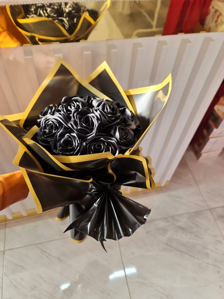 Siyah Çiçekli Kurdele Broş - Görsel 5