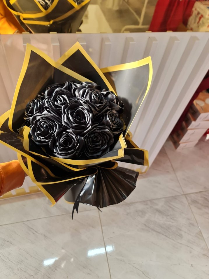 Siyah Çiçekli Kurdele Broş - Görsel 4