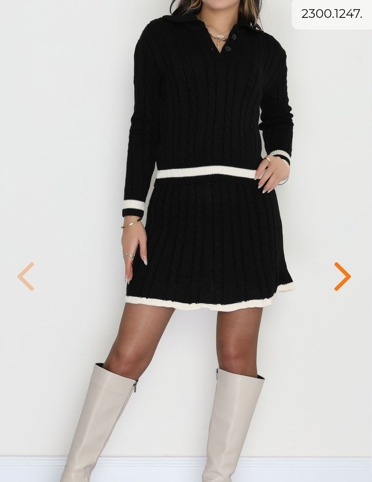 Beyaz siyah Kısa Triko takim - Görsel 3