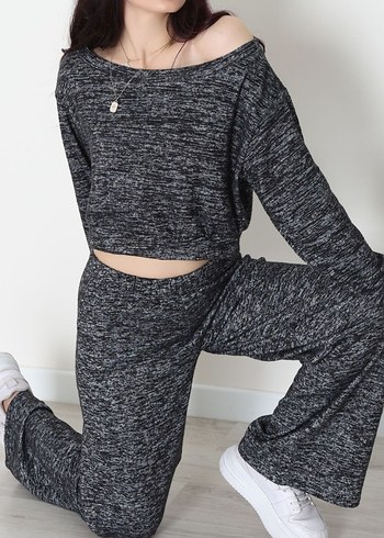 Gri Kadın Rahat Örme takım - Görsel 4