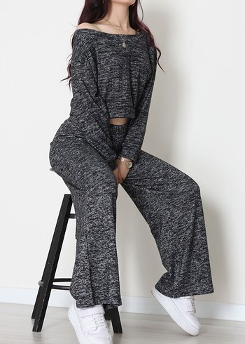 Gri Kadın Rahat Örme takım - Görsel 2