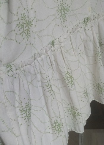 Nakışlı, Uzun, Beyaz Keten Kadın Elbise - Görsel 4