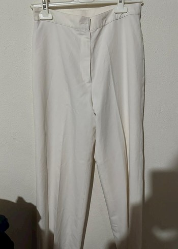 Beyaz Midi Kadın Kumaş Pantolon. palazzo