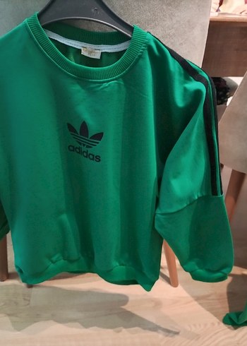 Yeşil Adidas Oversize Kısa Kollu Sweatshirt takim - Görsel 2