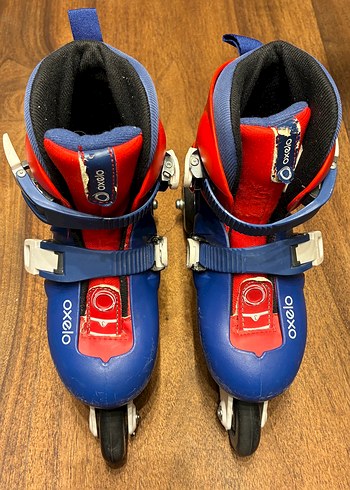 Decathlon 28 30 Numara Oxelo Cocuk Paten Seti Mavi Kirmizi Siklik