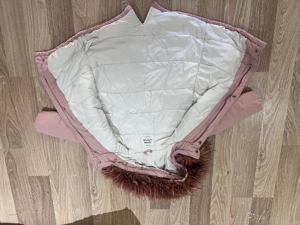 Kürklü Kapüşonlu Pembe Kız Mont zara - Görsel 2