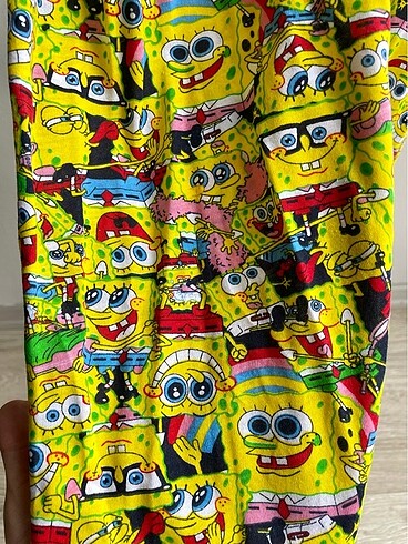 l Beden sarı Renk sünger bob pijama takımı