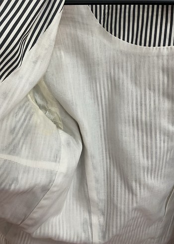 Zara Çizgili Lacivert-Beyaz Kadın Blazer Ceket