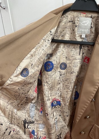 s Beden Twist Kahverengi Düğmeli Kadın Blazer Ceket