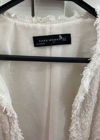 Zara Zara Tüvit Beyaz Midi Kadın Ceket