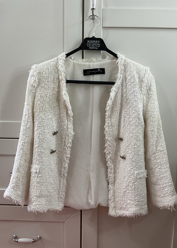 Zara Tüvit Beyaz Midi Kadın Ceket