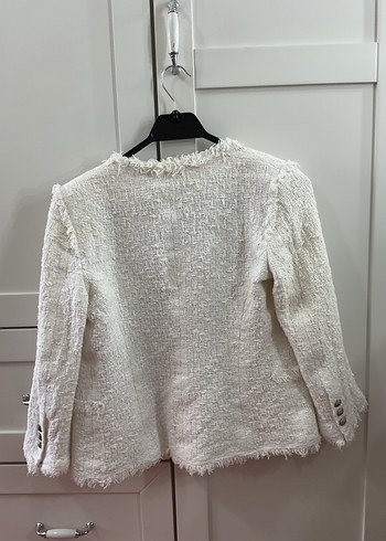 s Beden Zara Tüvit Beyaz Midi Kadın Ceket