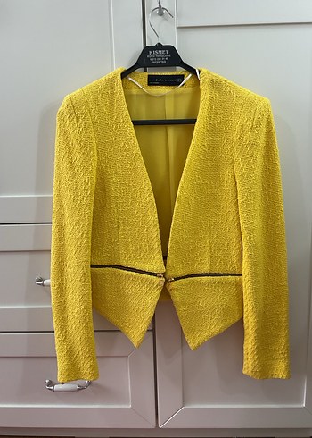 Zara Kadın Sarı Mini Şık Blazer Ceket