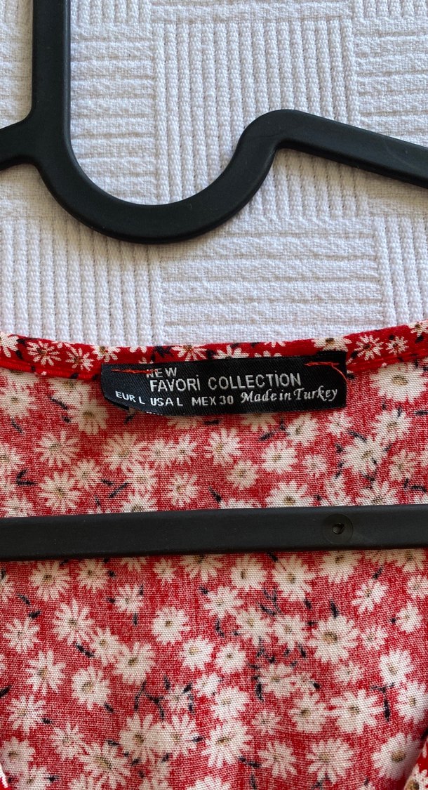 Kırmızı V Yaka Volanlı Bohem Elbise - Görsel 2