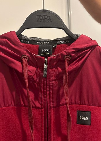 xxl Beden Orijinal Hugo Boss Bordo Fermuarlı Erkek Streetwear