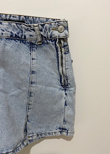 Trendyol & Milla Kadın açık mavi yırtmaçlı yüksek bel denim şort etek