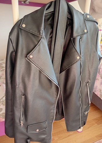 Diğer Siyah Deri Biker Ceket