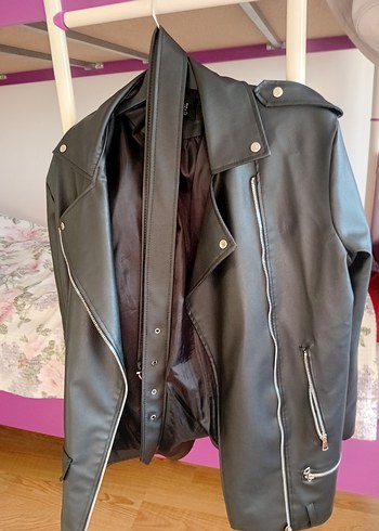36 Beden Siyah Deri Biker Ceket