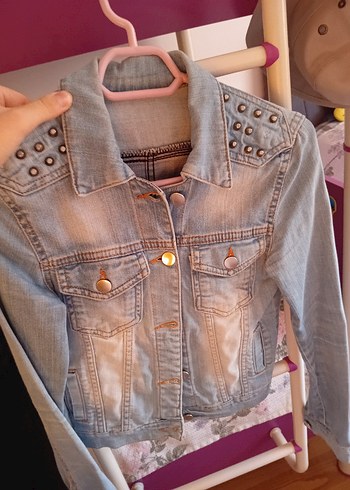 Gri Düğmeli Kadın Denim Ceket