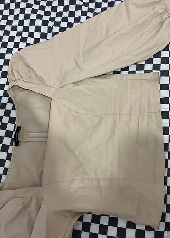 Bej Uzun Kollu Keten Bluz - Görsel 3