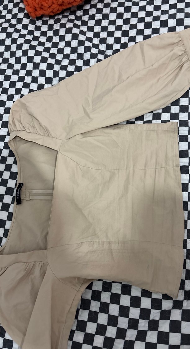 Bej Uzun Kollu Keten Bluz - Görsel 3