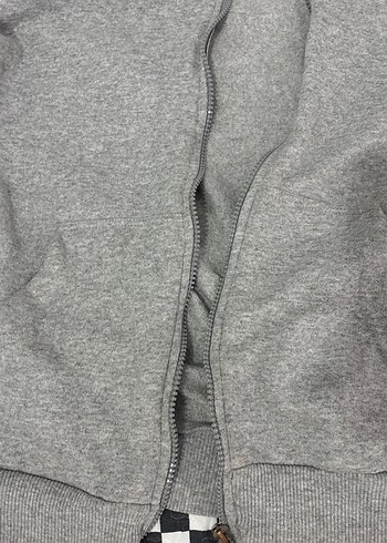 xl Beden Gri Kapüşonlu Fermuarlı Kadın Sweatshirt