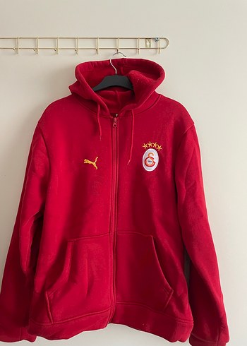 Kırmızı Kapüşonlu Fermuarlı Kadın/Erkek Polar