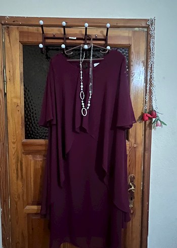 Bordo Uzun Hamile Tunik V Yaka