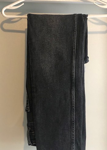 Gri siyah karışımlı Düğmeli Kadın Denim Pantolon - Görsel 3