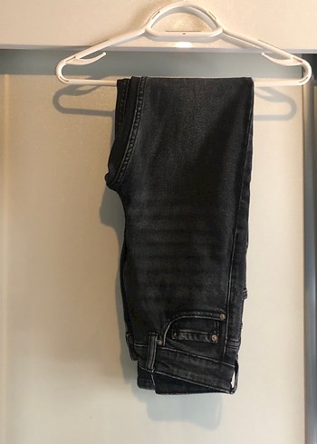 Gri siyah karışımlı Düğmeli Kadın Denim Pantolon - Görsel 2