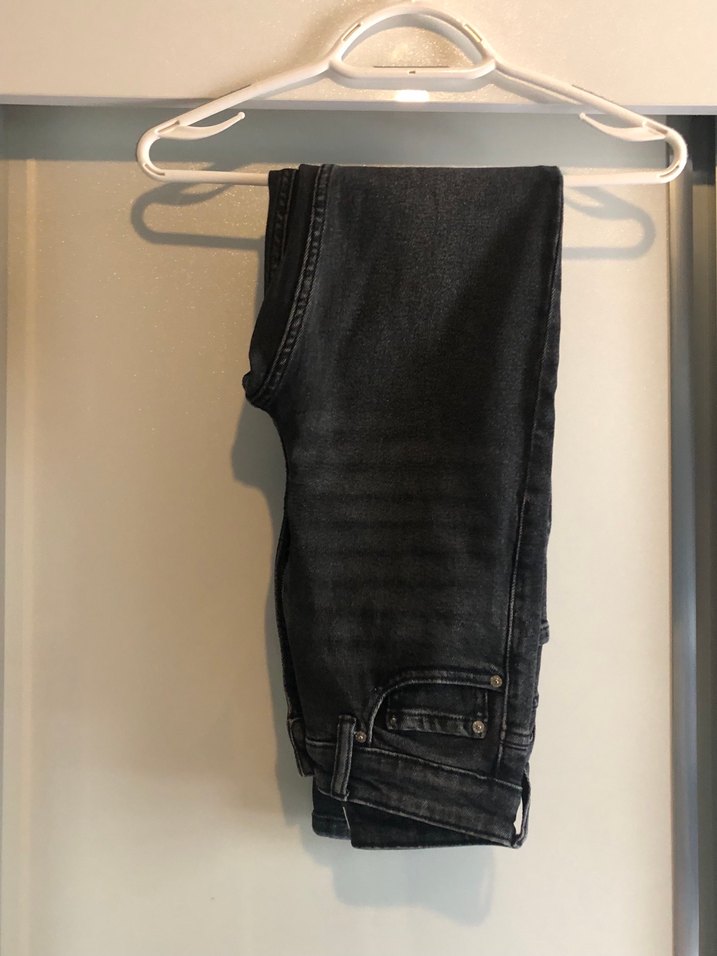 Gri siyah karışımlı Düğmeli Kadın Denim Pantolon - Görsel 2