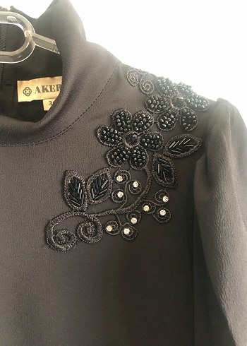 Drapeli Siyah Uzun Kadın Elbise - Görsel 5