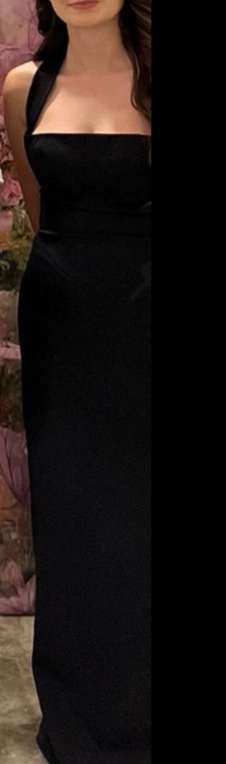 Drapeli Siyah Uzun Elbise - Görsel 3