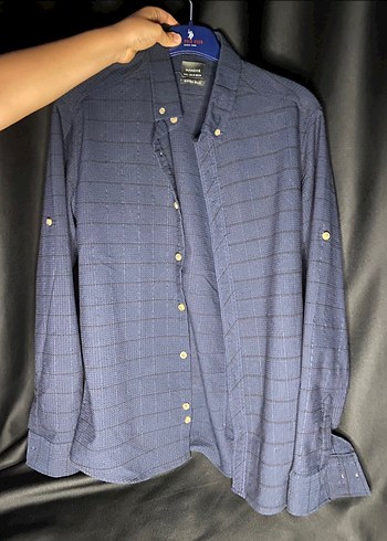 Düğmeli Regular Fit Uzun Kollu Mavi Denim Gömlek