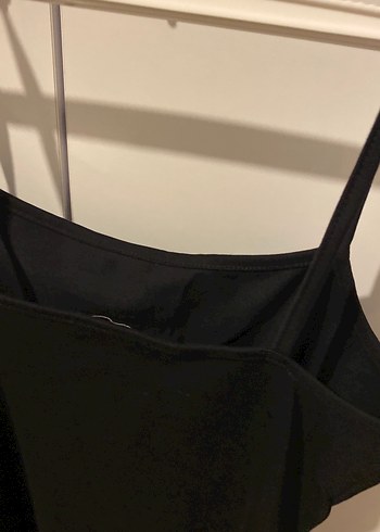 l Beden siyah Renk Siyah Strappy Midi Kadın Atlet