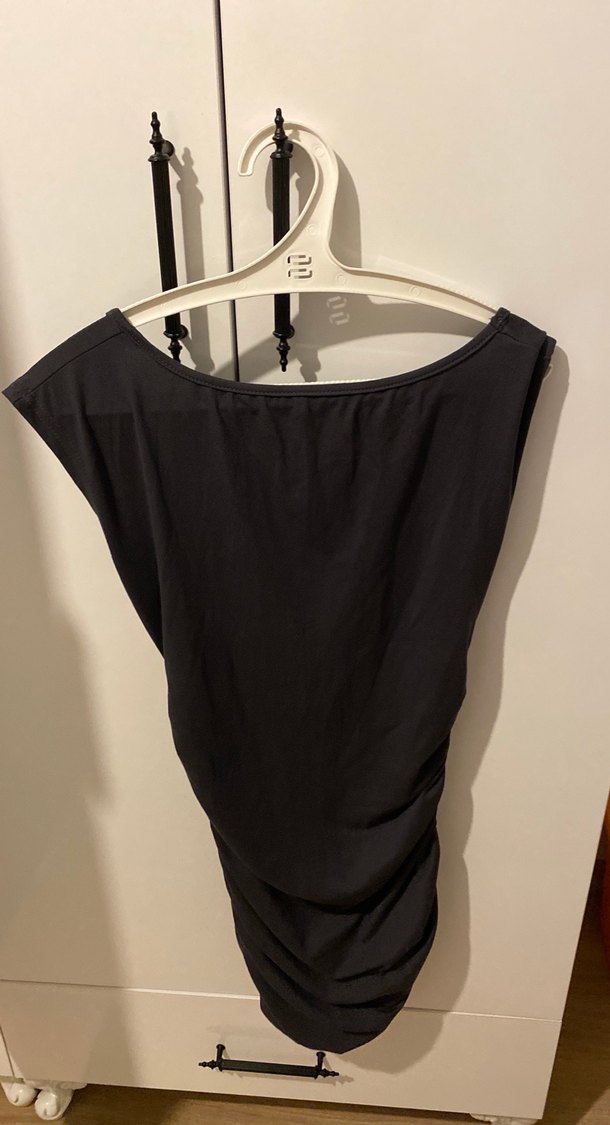 Drapeli Siyah Midi Hamile Eteği - Görsel 3