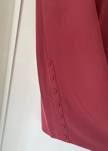 Zara Bordo Düğmeli Uzun Kadın Etek