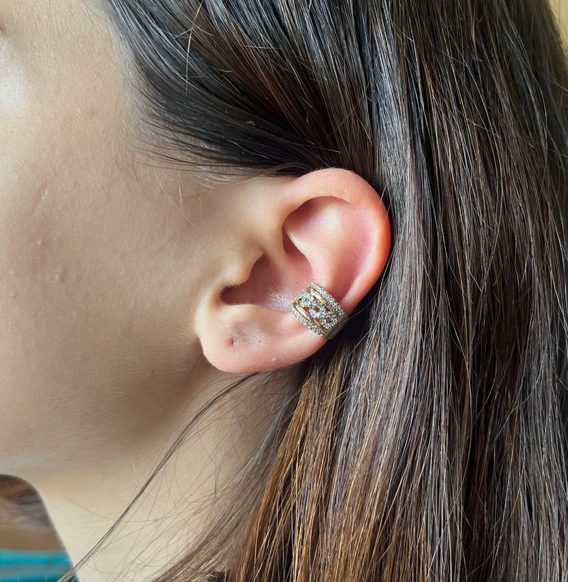 Gold Taşlı Earcuff - Görsel 3