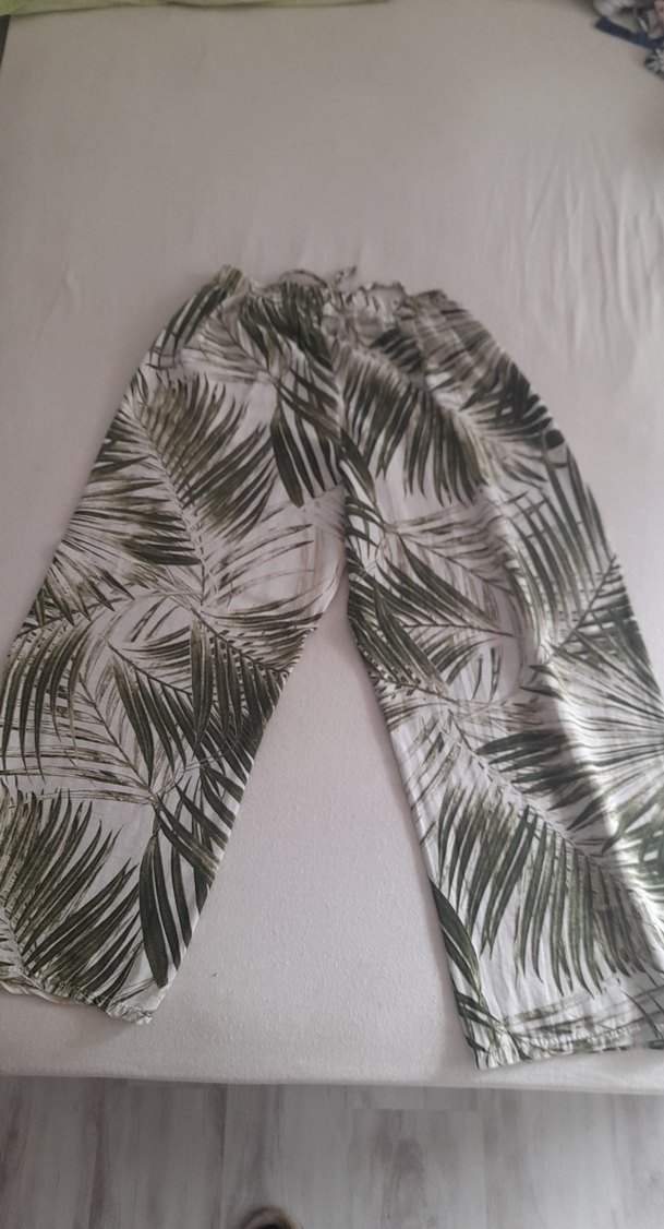 Yeşil krem Dökümlü Bohem Kadın Pantolon - Görsel 2