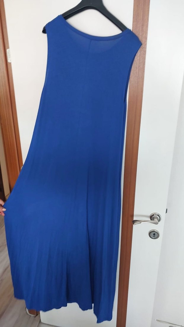 Kadın Lacivert Uzun Likralı Elbise - Görsel 2