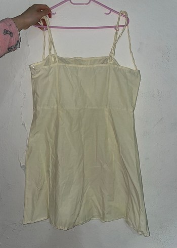 Sarı İnce Askılı Mini Elbise - Görsel 2