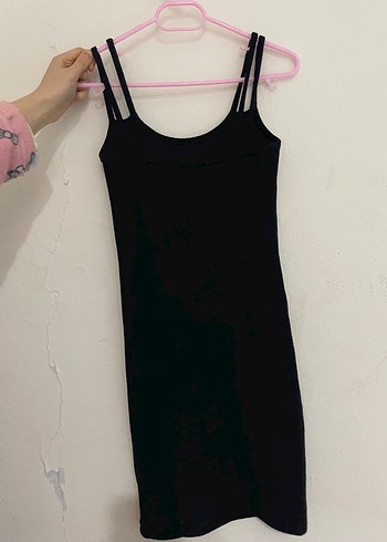 Siyah Askılı Mini Elbise - Görsel 2