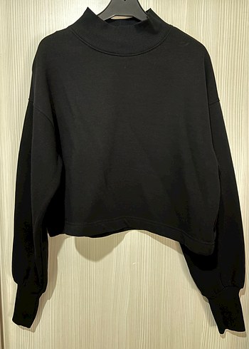 Kadın Siyah dik Yakalı Sweatshirt - Görsel 2